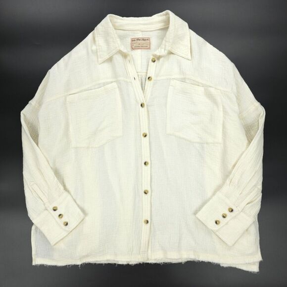 Free People Tops - NEW Free People Cardiff Top Gauze Button Down Beachy Boho Lagenlook VSCO Minimal